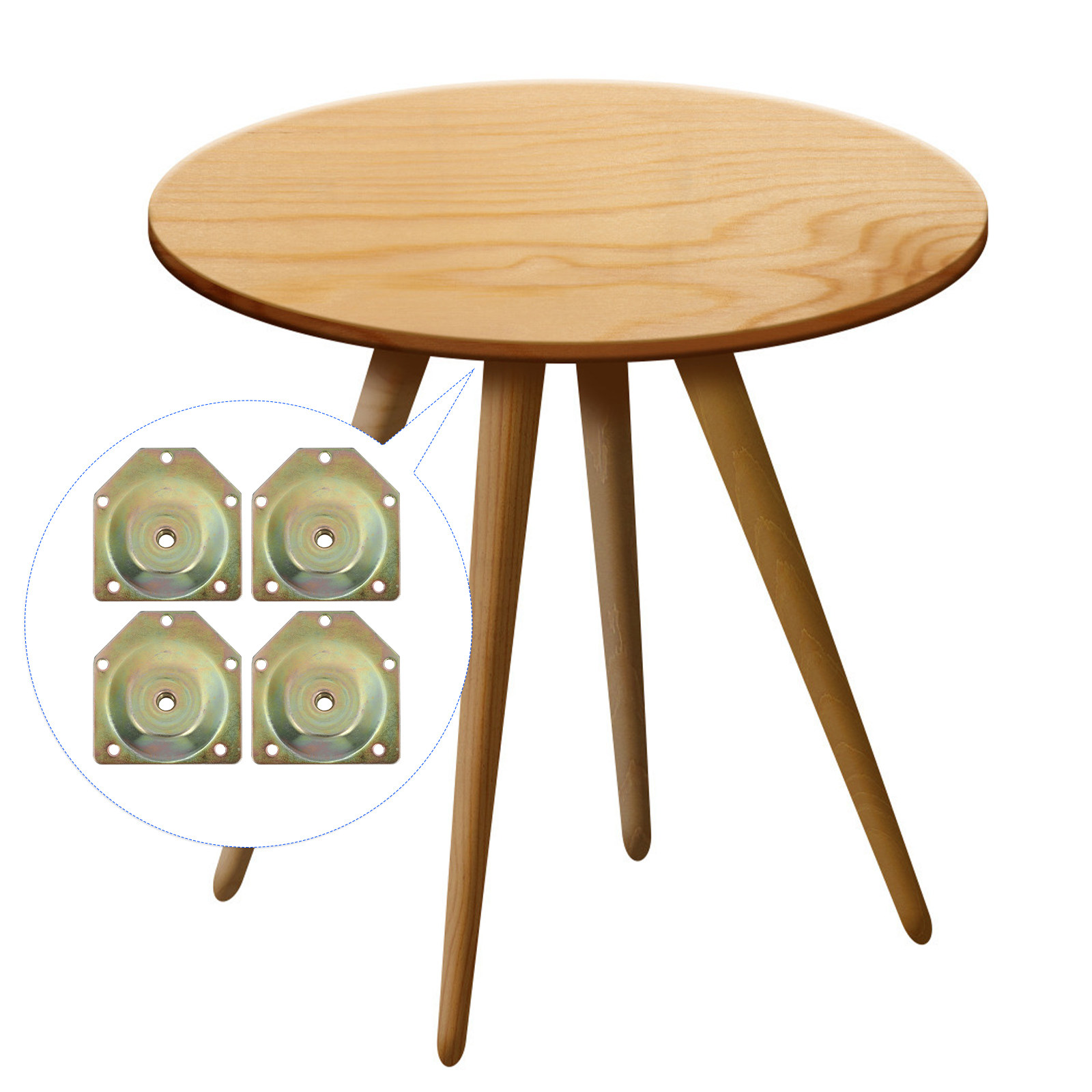 Furniture Leg Set - 4個入り家具用ナットセット。12度の角度で固定できる、椅子、ソファ、テーブルの脚を固定するための接続板。角度付き固定プレート。