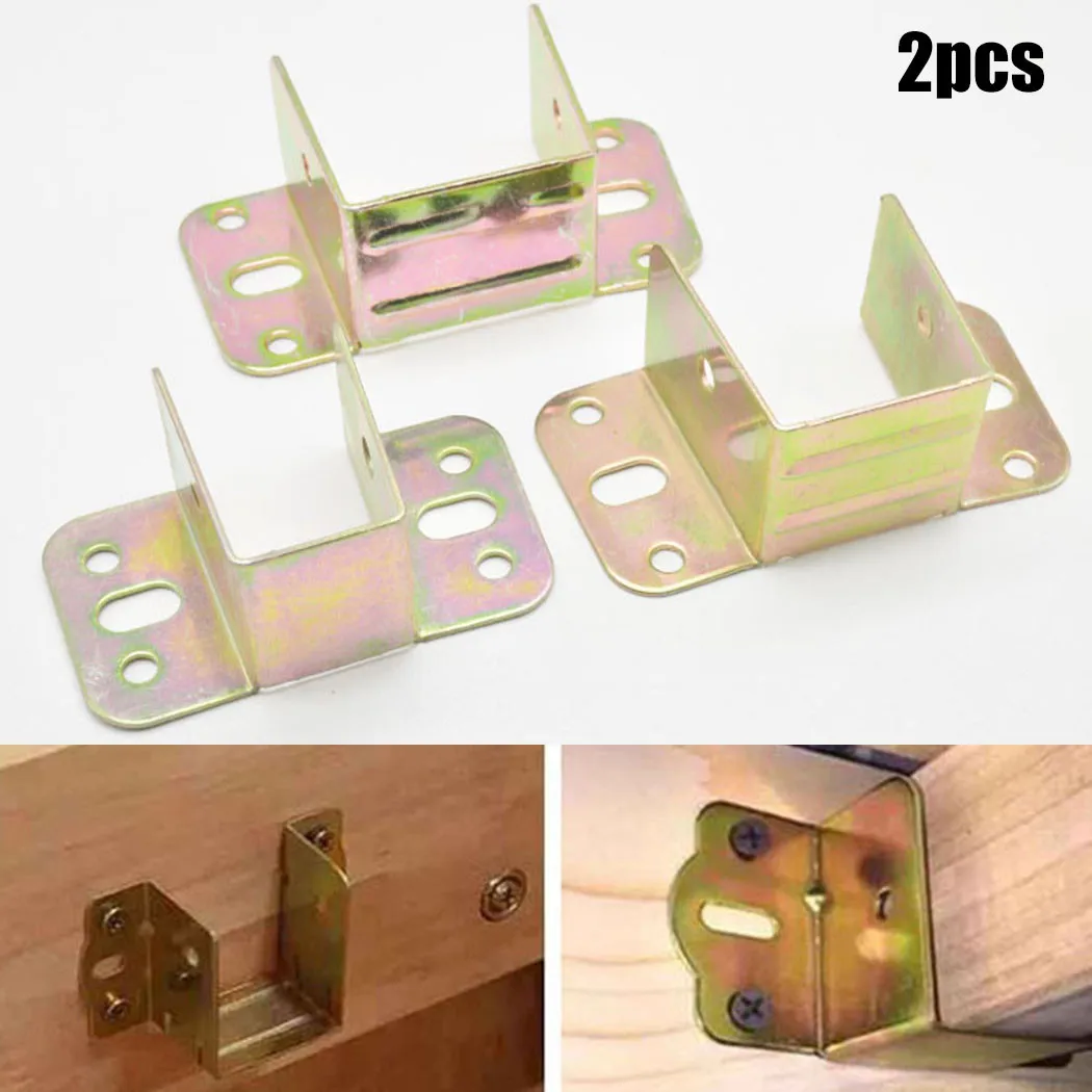 Furniture Hardware Connectors - U字型金属製ベッドブラケット、ヒンジ取り付けコネクタ、ハードウェアロック、固定接続、家具レールフックブラケット、2個