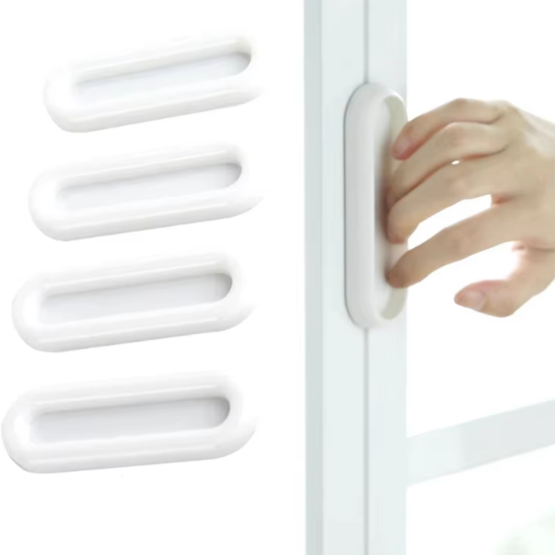 Furniture Hardware Nut - 4 個の自己粘着ドアノブ楕円形ドアハンドル室内ドア用ガラス窓キャビネット引き出し滑り止めグリップ補助ハンドル