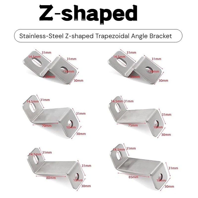 Furniture Hardware Connectors - 厚さ3mmのステンレス鋼Z型アングルブラケットオフセットコーナーコネクタ家具キャビネットドアウォールマウント固定サポートハードウェア