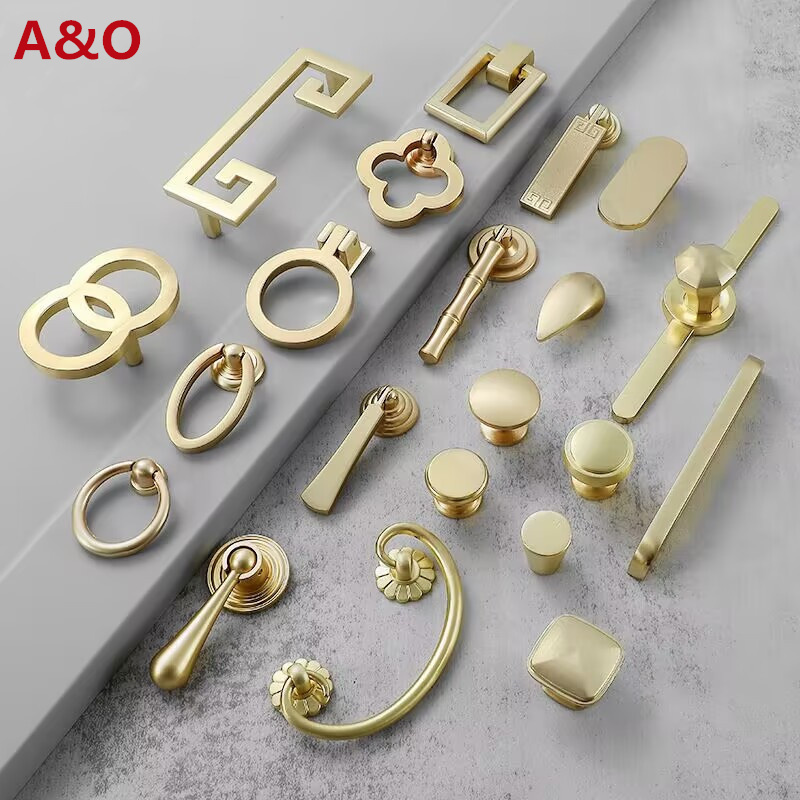 Furniture Hardware Nut - ハンドル引き出し,食器棚,キッチンハンドル,キャビネットドア,引き出し,家具,金色の穴リングノブ