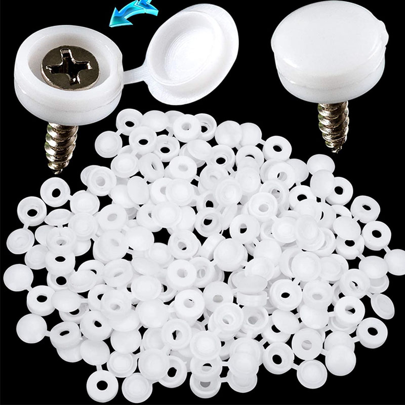 Furniture Hardware Nut - 白いヒンジ付きプラスチックネジキャップカバー倍スナップ保護キャップボタン車の家具装飾ナットカバーボルトハードウェア
