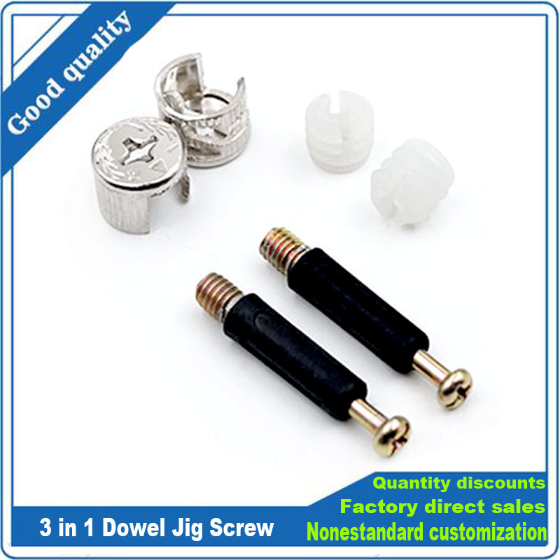 Furniture Hardware Nut - 3 in 1ダボジグネジ家具接続金具セット偏心ホイールナットカムロックナット、ワードローブ接合キャビネット木工用
