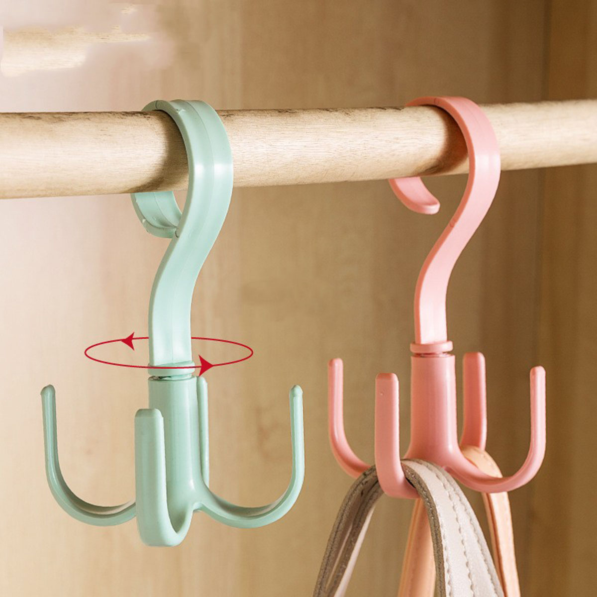 Furniture Hardware Accessories - 3 個クリエイティブ多機能回転可能な 4 爪フックコートぶら下げバッグスカーフワードローブ収納ハンガー戸口ハンガーバッグ
