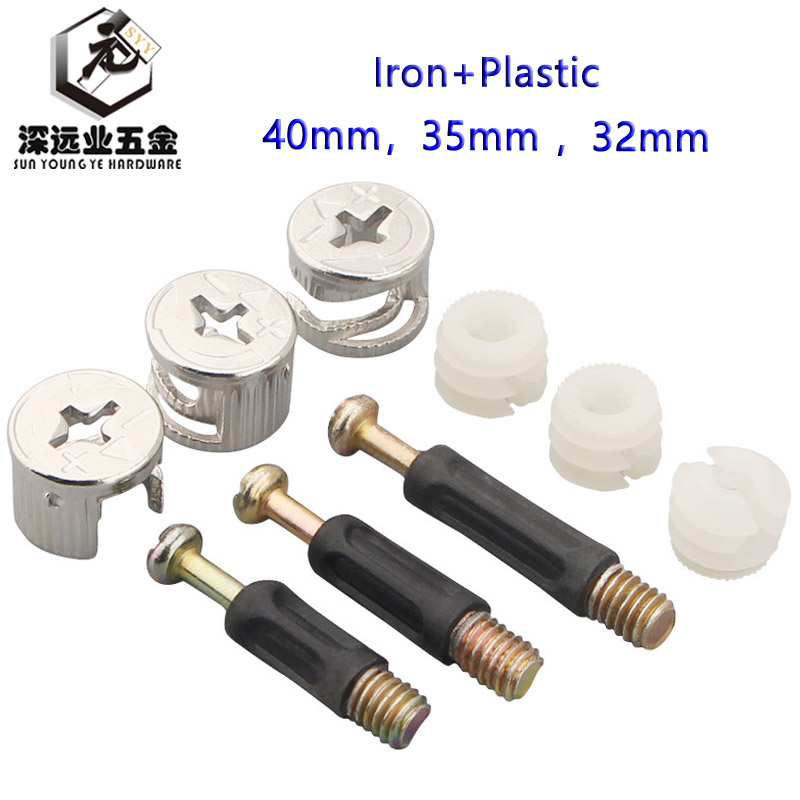 Furniture Hardware Nut - 10セット家具サイド接続40ミリメートル35ミリメートル32ミリメートルカムフィッティングダボ事前挿入ナット家具フィッティング3 1で