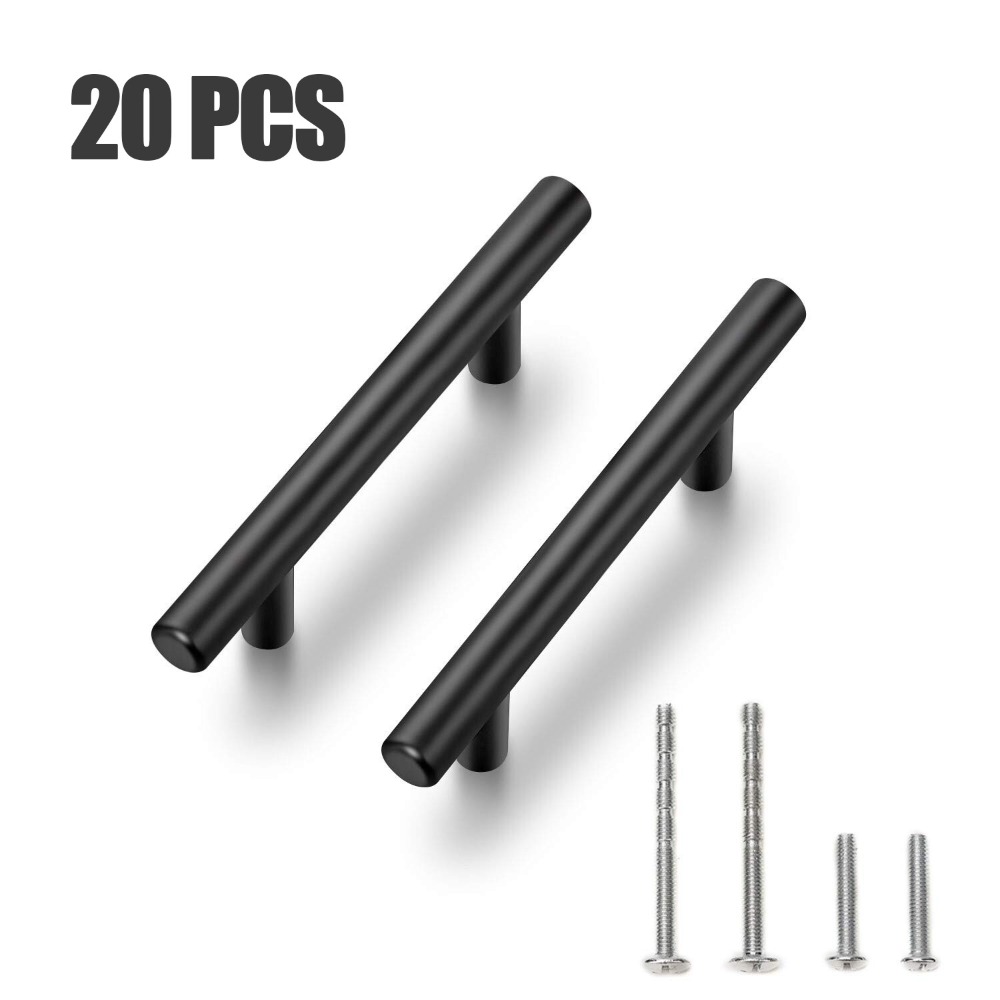 Furniture Hardware Nut - 20 個キャビネット取手マットブラックステンレス鋼ドレッサーキッチン引き出し取手 50/150/200/250 ミリメートル長さ穴距離 96/128/160 ミリメートル