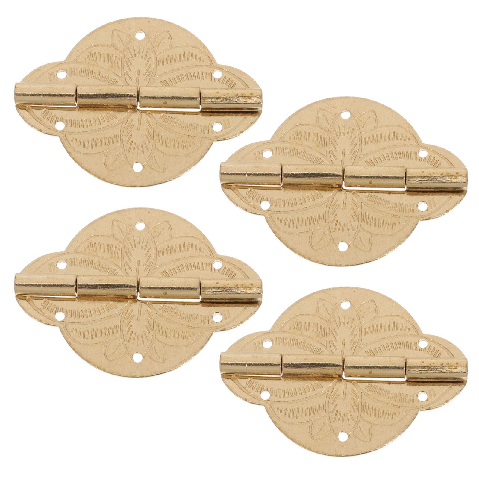 Vintage Furniture Hardware Replacement - 4個入り、真鍮製のジュエリーボックス用蝶番。6穴、アンティーク調の家具用金具。木製の箱、工芸品、工具箱の交換用。