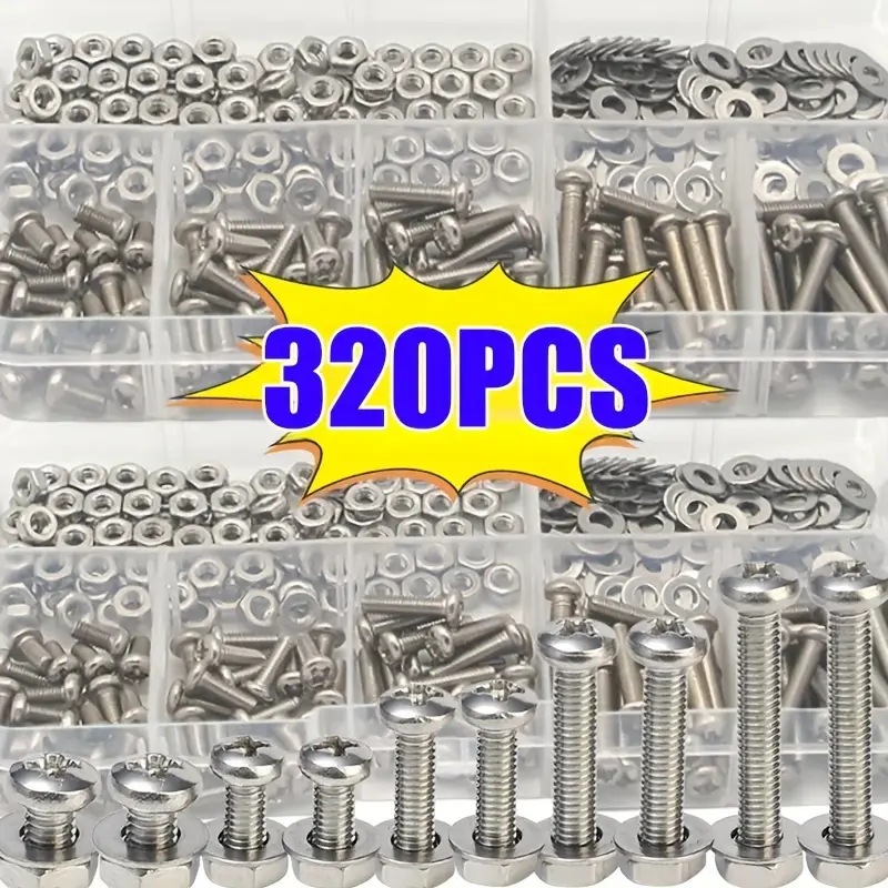 320個の六角ナットとボルトセットM2-M5耐久性のあるユニ - Furniture Hardware Nut のレビューと価格