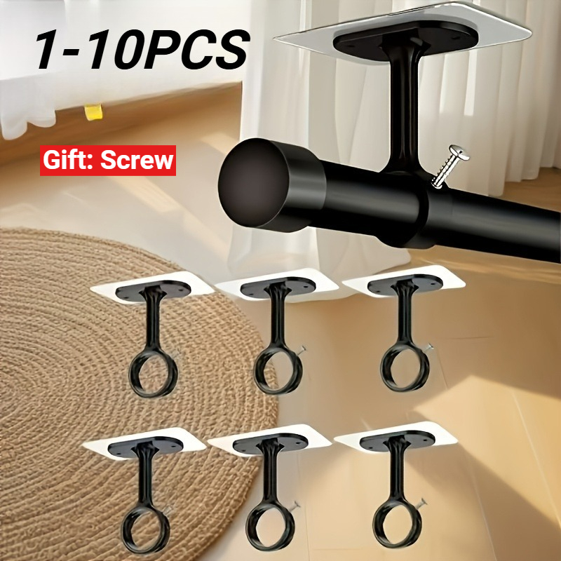 非穴あき天井カーテンロッドブラケット、頑丈な粘着式調整可能な - Furniture Hardware Accessories のレビューと価格