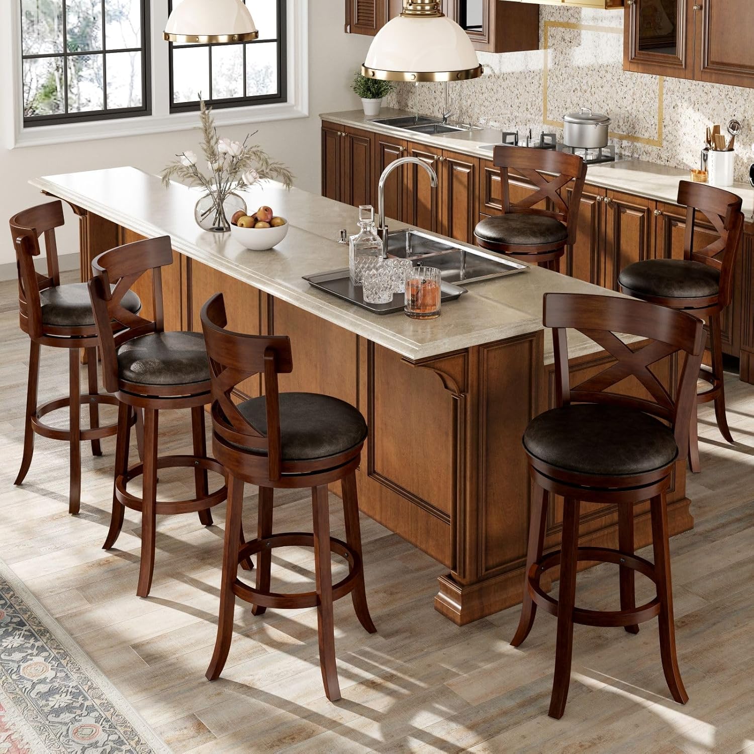 # 回転式バースツールセット、クロスバック、無垢材の脚、フェ - Furniture Leg Set のレビューと価格