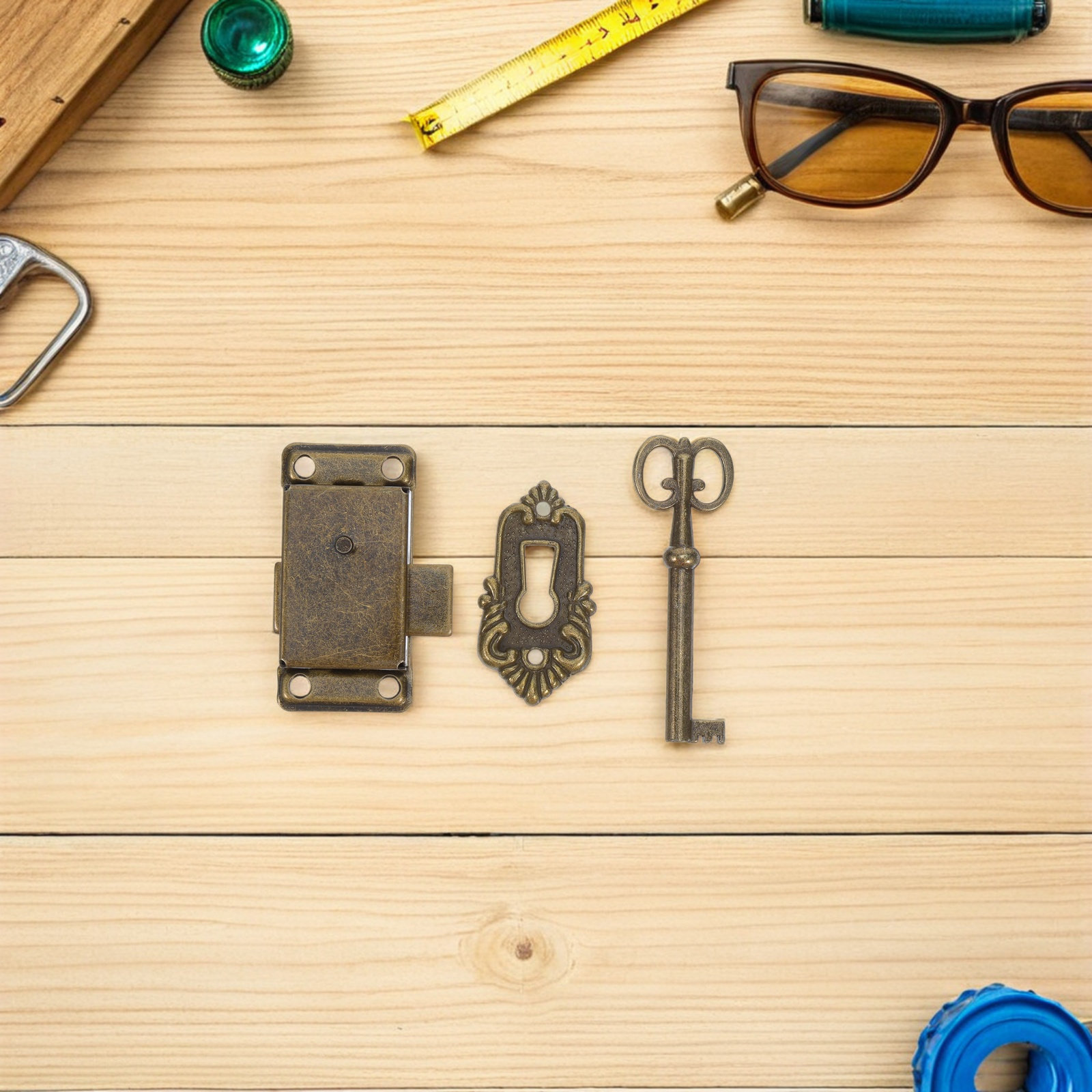 4セット キャビネットロック 交換用 レトロ ヴィンテージ  - Vintage Furniture Hardware Replacement のレビューと価格